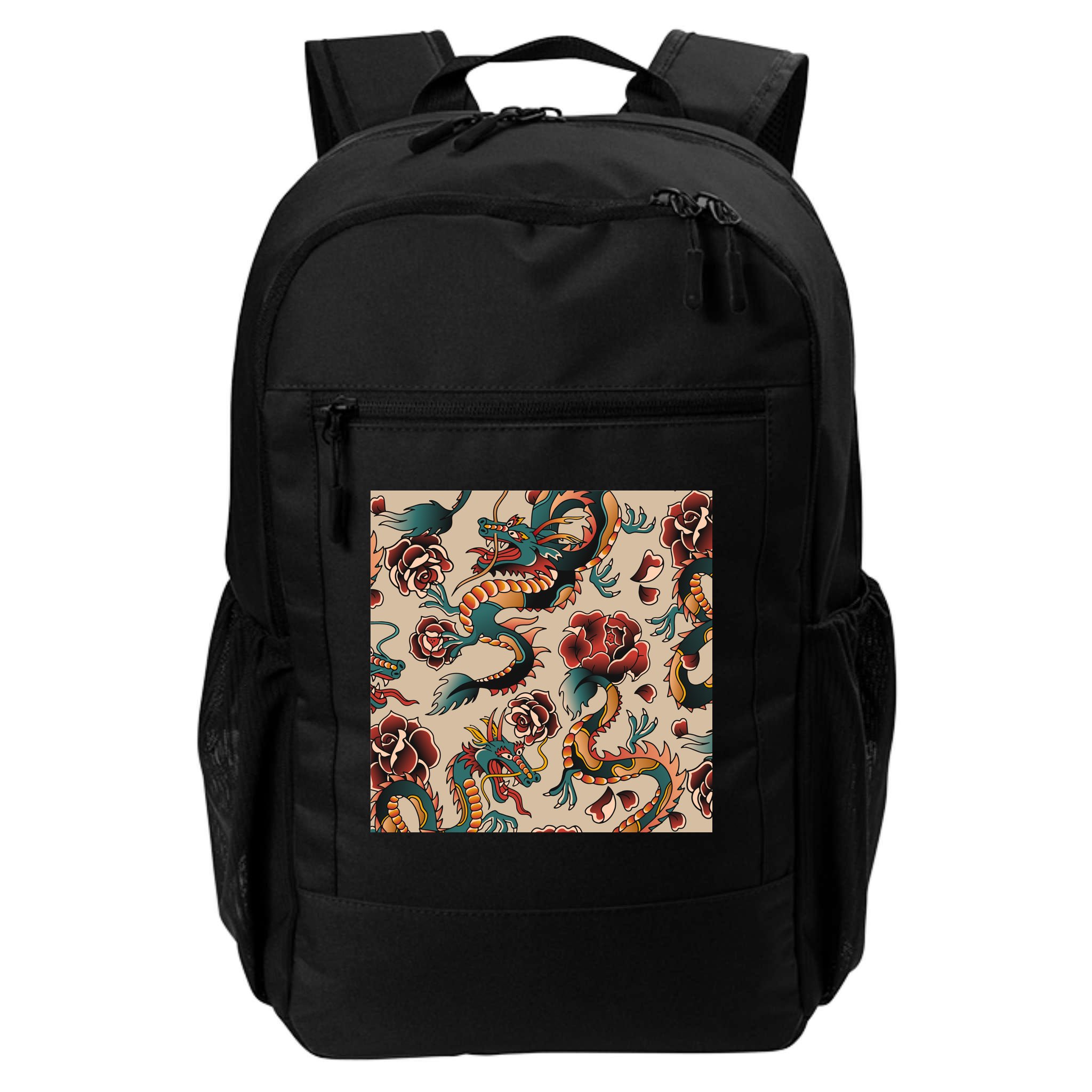 Dragon Tattoo Floral Pattern Backpack