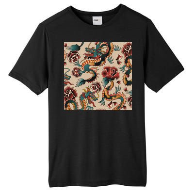 Dragon Tattoo Floral Pattern Tall Fusion ChromaSoft Performance T-Shirt