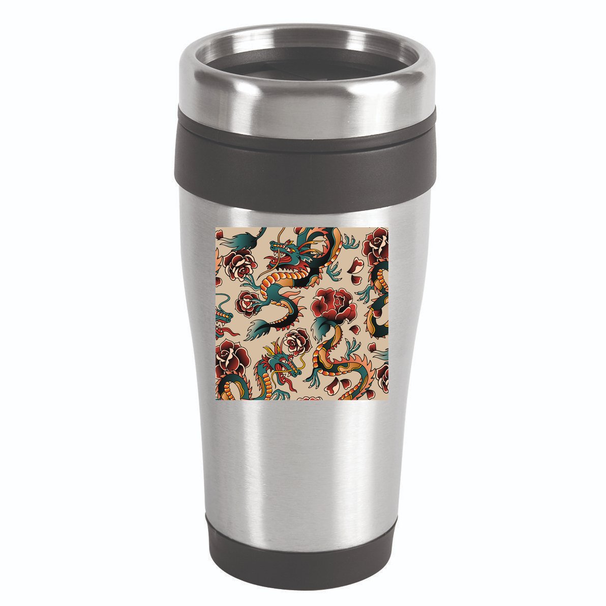 Dragon Tattoo Floral Pattern 16oz Travel Tumbler