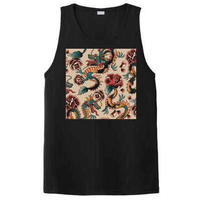 Dragon Tattoo Floral Pattern PosiCharge Competitor Tank