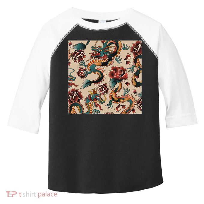 Dragon Tattoo Floral Pattern Toddler Fine Jersey T-Shirt