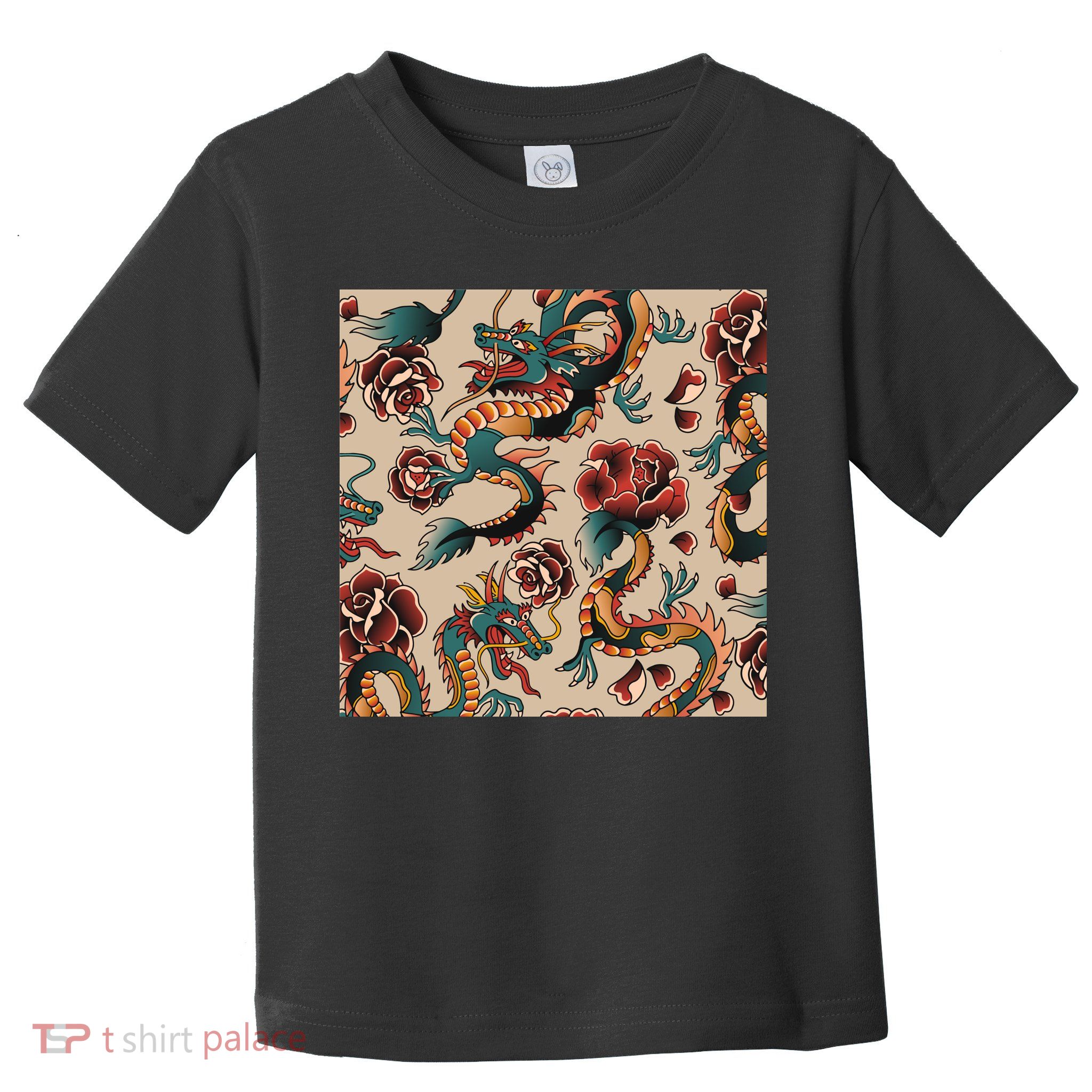 Dragon Tattoo Floral Pattern Toddler T-Shirt