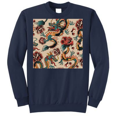 Dragon Tattoo Floral Pattern Sweatshirt