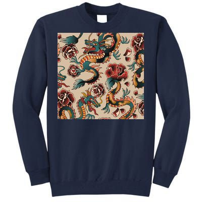 Dragon Tattoo Floral Pattern Tall Sweatshirt