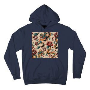 Dragon Tattoo Floral Pattern Tall Hoodie