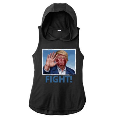 Donald Trump Fight! Rally Pro Trump Ladies PosiCharge Tri-Blend Wicking Draft Hoodie Tank