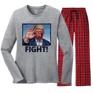 Donald Trump Fight! Rally Pro Trump Women's Long Sleeve Flannel Pajama Set 