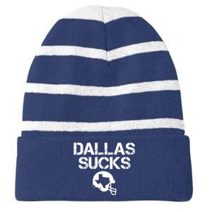 Dallas Texas Football Fan Striped Beanie with Solid Band