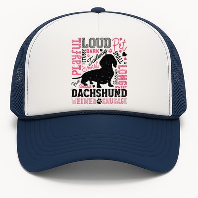 Dachshund Typography Funny Word Art Dog Lover  Gift Trucker Hat