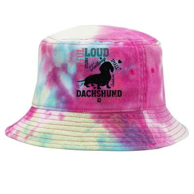 Dachshund Typography Funny Word Art Dog Lover  Gift Tie-Dyed Bucket Hat