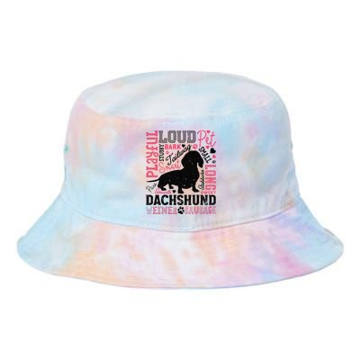 Dachshund Typography Funny Word Art Dog Lover  Gift Tie Dye Newport Bucket Hat