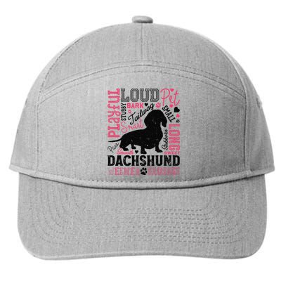 Dachshund Typography Funny Word Art Dog Lover  Gift 7-Panel Snapback Hat