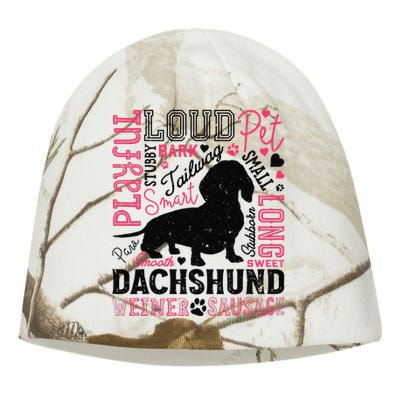 Dachshund Typography Funny Word Art Dog Lover  Gift Kati - Camo Knit Beanie