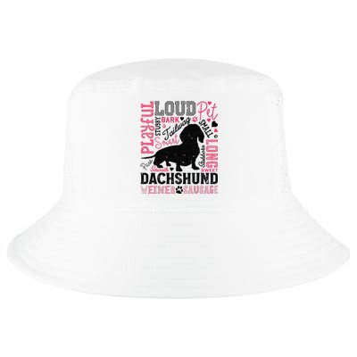 Dachshund Typography Funny Word Art Dog Lover  Gift Cool Comfort Performance Bucket Hat