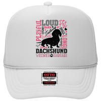 Dachshund Typography Funny Word Art Dog Lover  Gift High Crown Mesh Back Trucker Hat