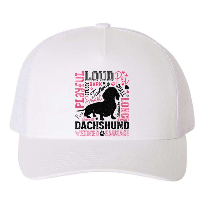 Dachshund Typography Funny Word Art Dog Lover  Gift Yupoong Adult 5-Panel Trucker Hat