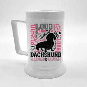 Dachshund Typography Funny Word Art Dog Lover  Gift Beer Stein