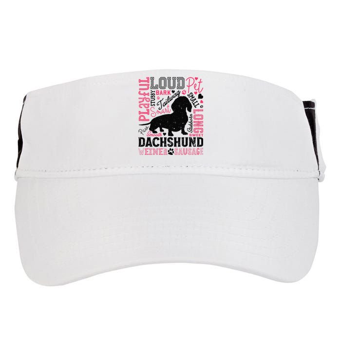 Dachshund Typography Funny Word Art Dog Lover  Gift Adult Drive Performance Visor