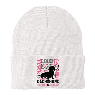 Dachshund Typography Funny Word Art Dog Lover  Gift Knit Cap Winter Beanie