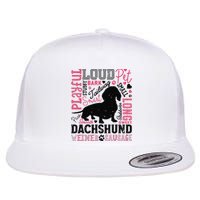 Dachshund Typography Funny Word Art Dog Lover  Gift Flat Bill Trucker Hat