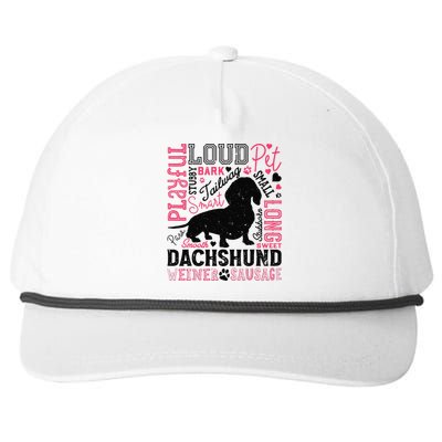 Dachshund Typography Funny Word Art Dog Lover  Gift Snapback Five-Panel Rope Hat