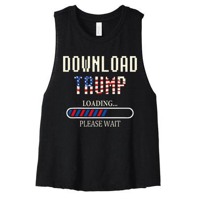 Download Trump Funny Loading Bar Trump Election 2024 Women's Racerback Cropped Tank