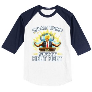 Donald Trump Fight Fight Fight Baseball Sleeve Shirt