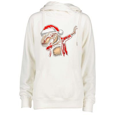 Dabbing Trex Funny Christmas Dab Dance Funny Christmas Gift Womens Funnel Neck Pullover Hood