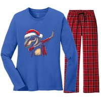 Dabbing Trex Funny Christmas Dab Dance Funny Christmas Gift Women's Long Sleeve Flannel Pajama Set 