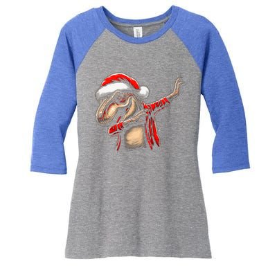 Dabbing Trex Funny Christmas Dab Dance Funny Christmas Gift Women's Tri-Blend 3/4-Sleeve Raglan Shirt