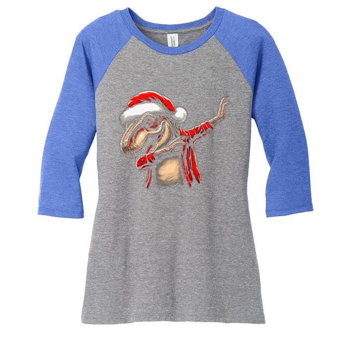 Dabbing Trex Funny Christmas Dab Dance Funny Christmas Gift Women's Tri-Blend 3/4-Sleeve Raglan Shirt