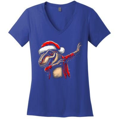 Dabbing Trex Funny Christmas Dab Dance Funny Christmas Gift Women's V-Neck T-Shirt