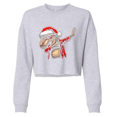 Dabbing Trex Funny Christmas Dab Dance Funny Christmas Gift Cropped Pullover Crew