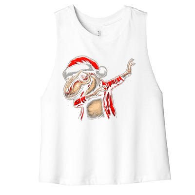 Dabbing Trex Funny Christmas Dab Dance Funny Christmas Gift Women's Racerback Cropped Tank