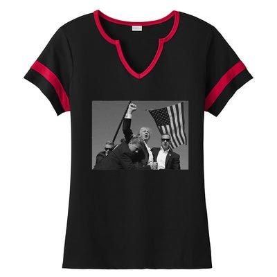 Donald Trump Fist Pump Ladies Halftime Notch Neck Tee