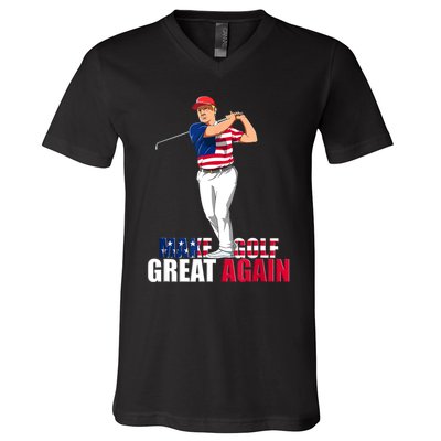 Donald Trump Funny Golf Gift V-Neck T-Shirt