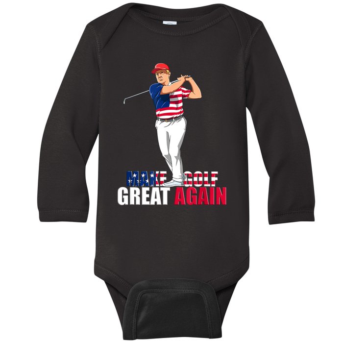 Donald Trump Funny Golf Gift Baby Long Sleeve Bodysuit