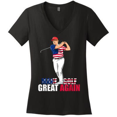 Donald Trump Funny Golf Gift Women's V-Neck T-Shirt