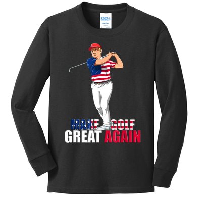 Donald Trump Funny Golf Gift Kids Long Sleeve Shirt