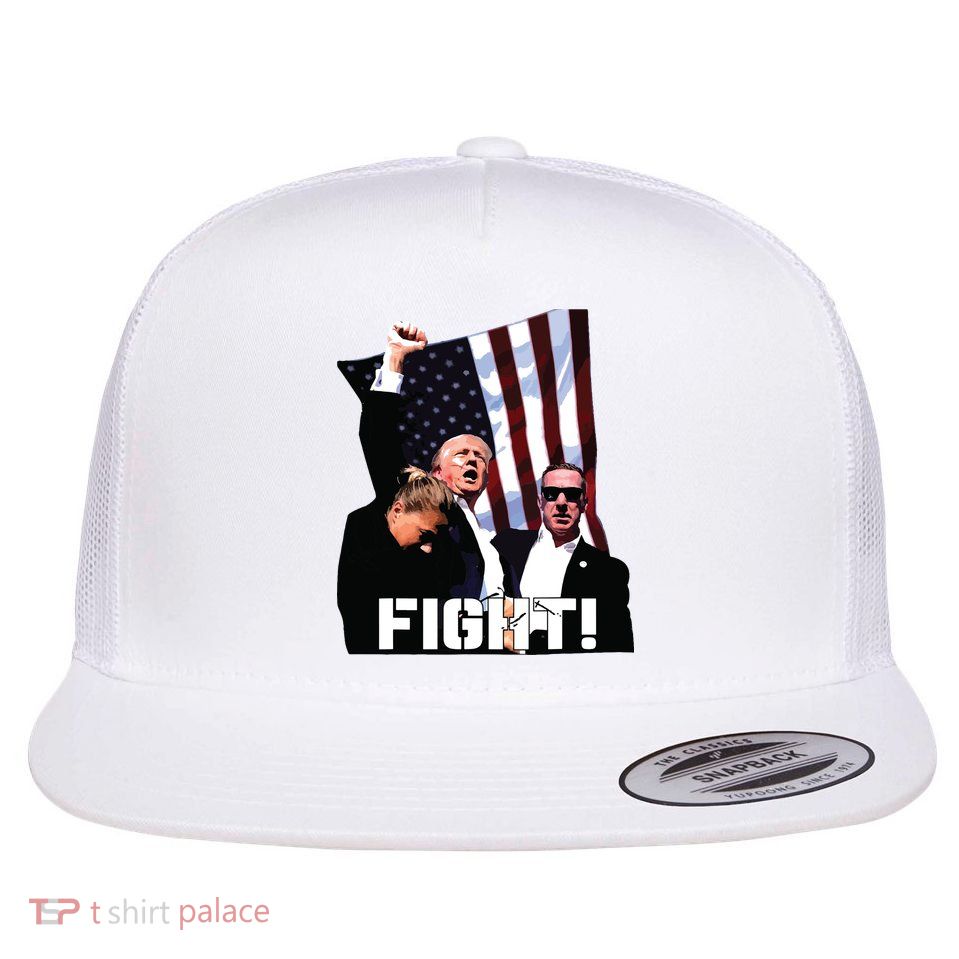 Donald Trump Fight Fighting Fighters Supporters Americans Flat Bill Trucker Hat