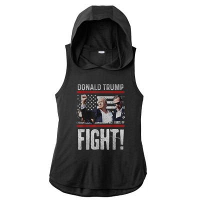 Donald Trump Fist American Flag Trump Fight Gift Ladies PosiCharge Tri-Blend Wicking Draft Hoodie Tank