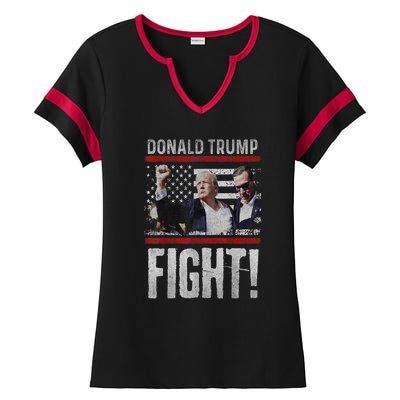 Donald Trump Fist American Flag Trump Fight Gift Ladies Halftime Notch Neck Tee