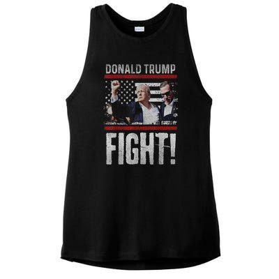 Donald Trump Fist American Flag Trump Fight Gift Ladies PosiCharge Tri-Blend Wicking Tank