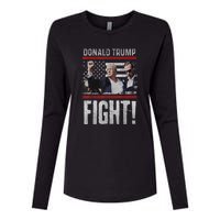 Donald Trump Fist American Flag Trump Fight Gift Womens Cotton Relaxed Long Sleeve T-Shirt