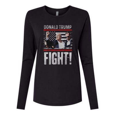 Donald Trump Fist American Flag Trump Fight Gift Womens Cotton Relaxed Long Sleeve T-Shirt