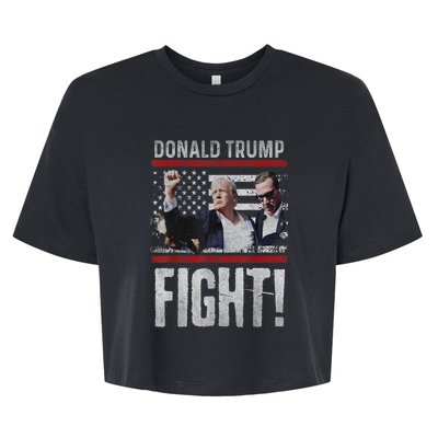 Donald Trump Fist American Flag Trump Fight Gift Bella+Canvas Jersey Crop Tee