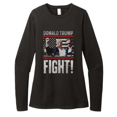 Donald Trump Fist American Flag Trump Fight Gift Womens CVC Long Sleeve Shirt