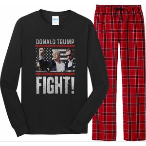 Donald Trump Fist American Flag Trump Fight Gift Long Sleeve Pajama Set