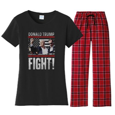 Donald Trump Fist American Flag Trump Fight Gift Women's Flannel Pajama Set