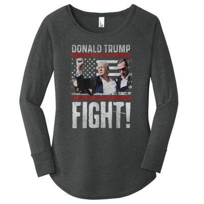 Donald Trump Fist American Flag Trump Fight Gift Women's Perfect Tri Tunic Long Sleeve Shirt